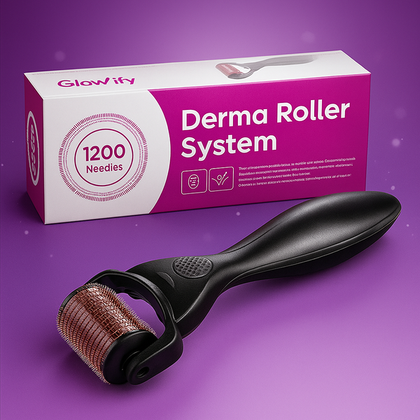 GlowifyByMS Derma Roller 1200 Needles – Microneedle Skin Care Tool for Face, Beard & Hair Growth